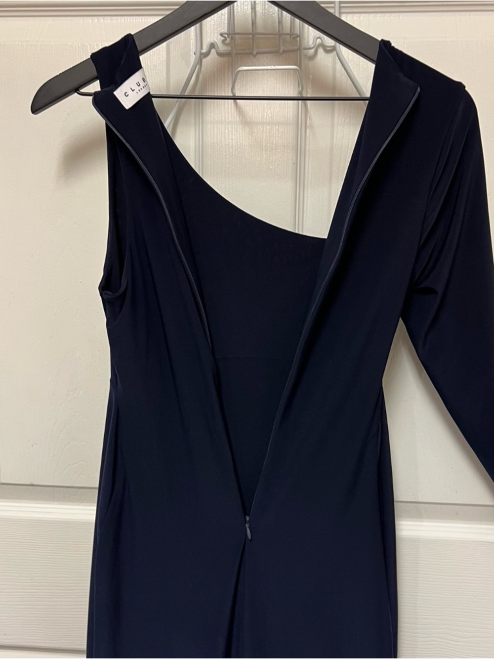 Club L London Contradiction Long Sleeve Navy Maxi Mermaid Dress - Picture 13 of 15